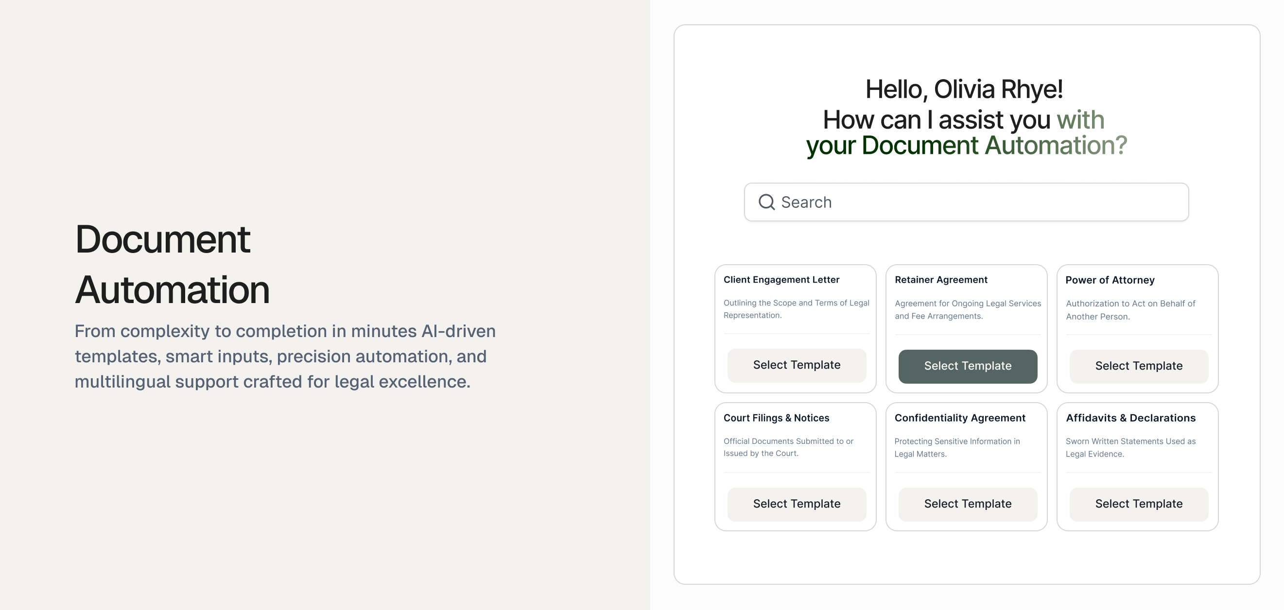 Document Automation — From complexity to completion in minutes with AI-driven templates.